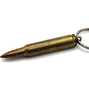 Vintage 30-06 Bullet Shell Keychain Key Fob Ring Brass Colored Purse Charm 3.5"